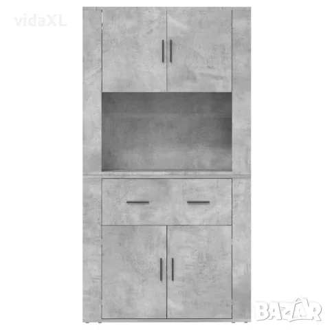 vidaXL Висок шкаф, бетонно сив, инженерно дърво, снимка 8 - Бюфети - 56146716