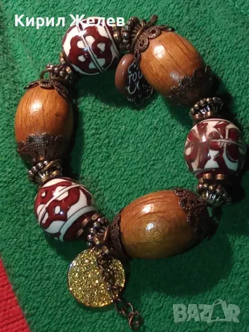 ЕФЕКТНА ЕТНО АРТ СТИЛ ХЕНД МЕЙД ГРИВНА от ДЪРВО МЕТАЛ и СИНТЕТИКА 47318, снимка 9 - Гривни - 47217875