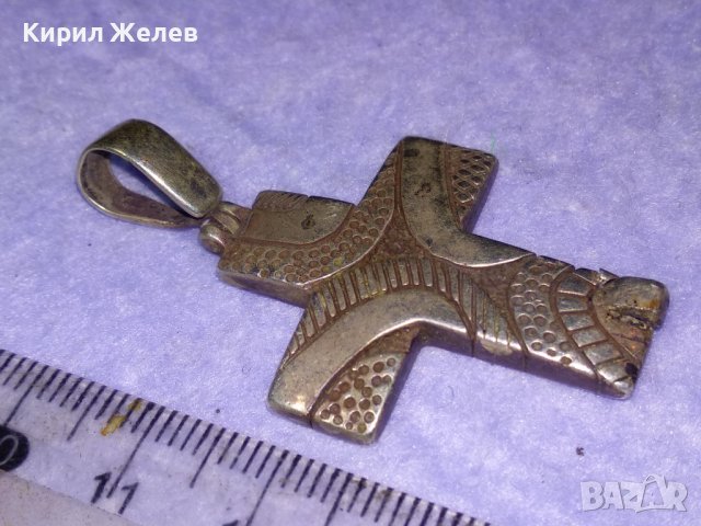 СТАР ОРНАМЕНТИРАН НАГРЪДЕН СРЕБЪРЕН КРЪСТ ОКСИДИРАНО СРЕБРО 925 с НУЖДА от ЛЕКА РЕСТАВРАЦИЯ 18723, снимка 17 - Колиета, медальони, синджири - 42866852
