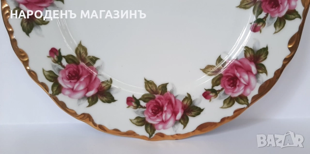 Голяма порцеланова чиния за стена плато порцелан поднос рози цветя , снимка 6 - Други ценни предмети - 52055560