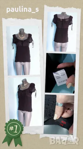 Три различни броя / Черна маркова блуза тип туника с къс ръкав , снимка 15 - Туники - 50397510