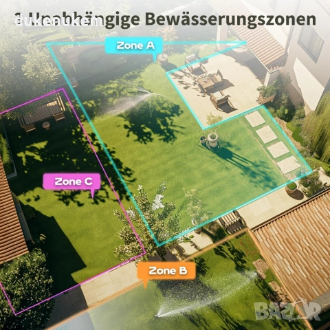 Автоматичен компютър за поливане, таймер с 3 изхода, Rain Delay, LCD дисплей, снимка 3 - Напояване - 52546328