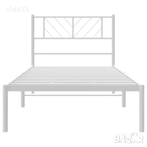 vidaXL Метална рамка за легло с горна табла, бяла, 80x200 см, снимка 5 - Спални и легла - 56147390