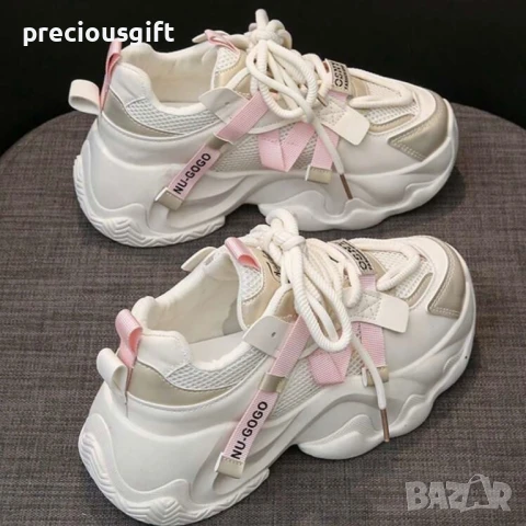 Дамски ежедневни сникърси с висока подметка, снимка 5 - Маратонки - 51387980