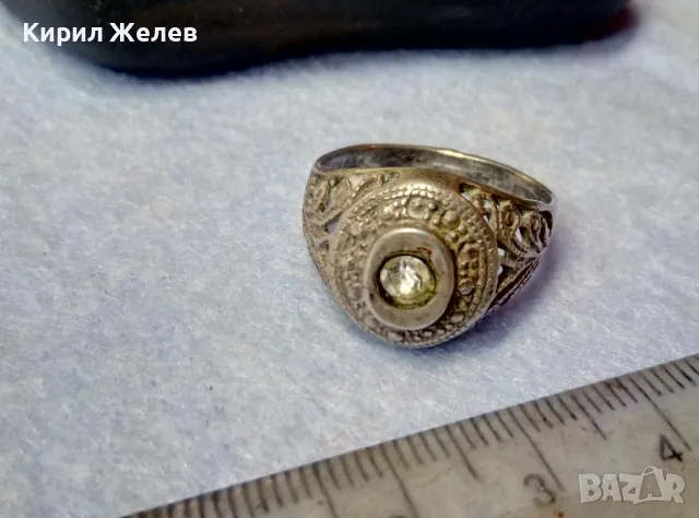 Стар ФЛОРАЛЕН СКЪПОЦЕНЕН СРЕБЪРЕН ПРЪСТЕН СРЕБРО 925 с ЧИСТ ПЛАНИНСКИ КРИСТАЛ АЖУРНА ИЗРАБОТКА 49974, снимка 3 - Пръстени - 49272971