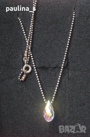 Сребърно колие проба 925 с висулка Сваровски, снимка 3 - Колиета, медальони, синджири - 40827975