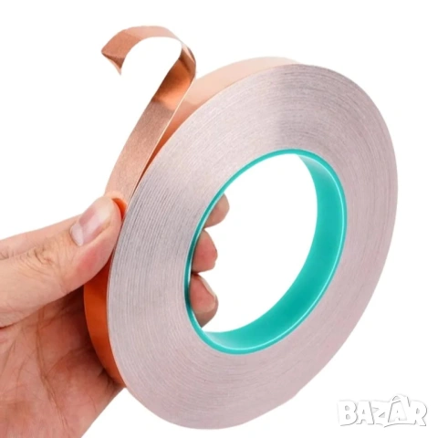 Медна фолиева лента с двустранно проводимо лепило EMI 10 мм х 20 метра, снимка 2 - Друга електроника - 52159226