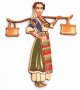 Мома в народна носия и с менци - лазерно рязани дървени елементи с гравирани цветни елементи, снимка 1 - Други - 37562490