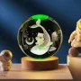 LED Светеща кристална топка/лампа, 3D сензорна-Кит и малко мече, снимка 3