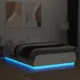 vidaXL Рамка за легло с LED осветление бяла 150x200 см инженерно дърво, снимка 4