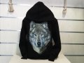 Нов детски суичър с трансферен печат Вълк със сини очи, Серия вълци, снимка 1