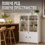 Модулен шкаф за съхранение – 6 модула с вратички, бял, 144 × 74 × 37 см, снимка 5