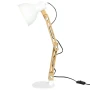 Настолна лампа HOMCOM във винтидж дизайн, бамбук, регулируемо въртящо се рамо, бяло + естествен цвят, снимка 10