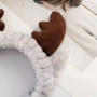 🎄 Коледна пухкава козметична лента с еленови рога – мека лента за коса за грим и баня, снимка 4