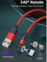 3А бързо магнитно зарядно, магнитен кабел 540°, micro USB, Type C, i-phone трансфер на данни 480Mbps, снимка 4