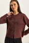  Стилна блуза, панделки от перли, бордо, кафяво, екрю, снимка 1