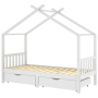 vidaXL Рамка за детско легло с чекмеджета бяла борово дърво 90x200 см（SKU:322150, снимка 1 - Спални и легла - 44619880