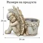 Декоративна саксия със спящ ангел и релефни крила, снимка 4