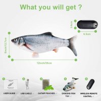 Интерактивна риба с дистанционно Floppy Fish Cat Toy, снимка 4 - За котки - 36616561