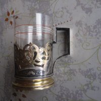 Руски сребърен подстакан чаша ниело позлата сребро 875, снимка 4 - Колекции - 38742024