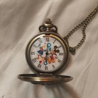 Мики Маус Класически джобен кварцов часовник с римски цифри+ верижка, снимка 7 - Джобни - 42201200
