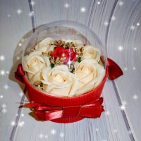 Луксозна подаръчна кутия с вечни ароматни сапунени рози роза кошница букет , снимка 1 - Романтични подаръци - 37873675