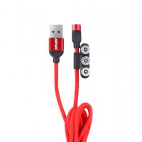 Комбо захранващ кабел с магнитен порт Lightning/USB C/micro USB 1м, снимка 2 - USB кабели - 37505106