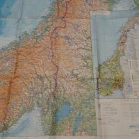Норвегия физико географска карта М 1:2000 000 размер 62см/85см, снимка 5 - Други - 34018244