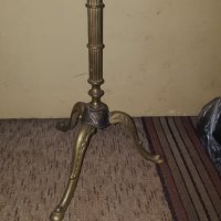 Лампа - стара с кожен абажур и реснички , снимка 3 - Антикварни и старинни предмети - 17534192
