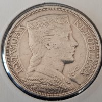 5 Лати 1931 Латвия сребърна монета в супер качество, снимка 5 - Нумизматика и бонистика - 20583340