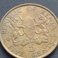 Монета 5 цента 1966г. Кения уникат за КОЛЕКЦИОНЕРИ 41163, снимка 1 - Нумизматика и бонистика - 42775166