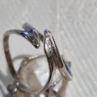 Сребърен комплект обеци с пръстен с натурални перли , снимка 5 - Бижутерийни комплекти - 44231258