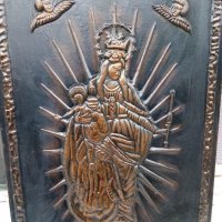 Медно пано Богородица , снимка 1 - Антикварни и старинни предмети - 34511574