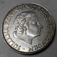 Сребърна монета 2,5 гулдена 1961 г. Холандия, снимка 3 - Нумизматика и бонистика - 30209582