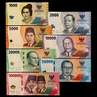 SET 2022 INDONESIA 1000 2000 5000 10000 20000 50000 100000 R, снимка 1 - Нумизматика и бонистика - 40700125