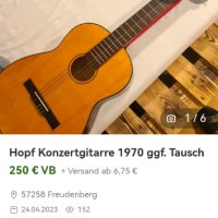 Концертна китара HOPF 1970г, снимка 4 - Китари - 40733628