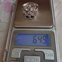 Сребърен пръстен с 11 циркона, снимка 2 - Пръстени - 36690415