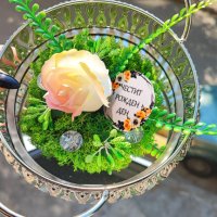 Метална кошничка със скандинавски мъх и ароматна, сапунена роза , снимка 2 - Подаръци за жени - 42025605