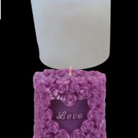 Цилиндър от рози розички LOVE силиконов молд форма свещ декор , снимка 2 - Форми - 40352497