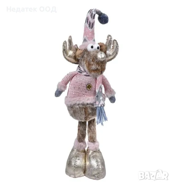 Коледен декоративен Северен елен, Розов, 54 см, снимка 1