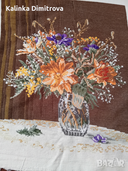 Гоблен ваза с цветя.Размер 42/36см., снимка 1