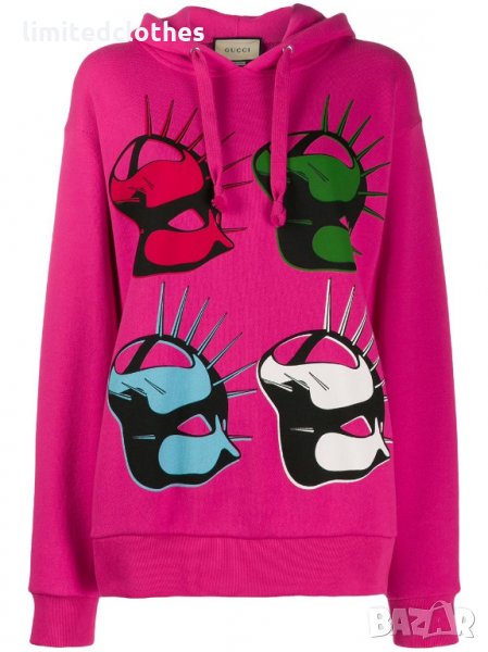 GUCCI Beige Manifesto Mask Print Дамско Горнище тип Суичър size XL, снимка 1