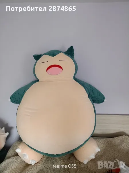 голям плюшен покемон снорлакс / snorlax plushie or beanbag (pokemon), снимка 1