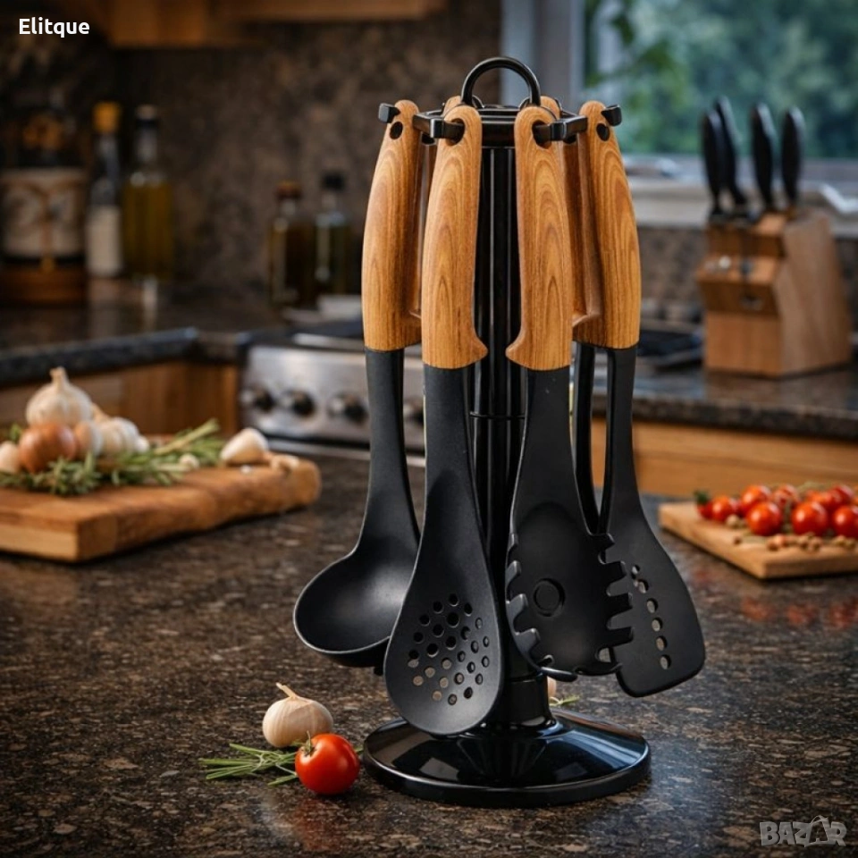 Комплект кухненски прибори 6 части с въртяща се стойка Cheffinger , снимка 1