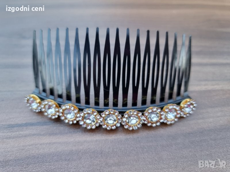 Луксозна шнола гребен за коса силиконова - с камъни , снимка 1