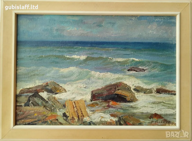 Картина, море, 1962г., худ. Н. Алеков (1922-2002), снимка 1