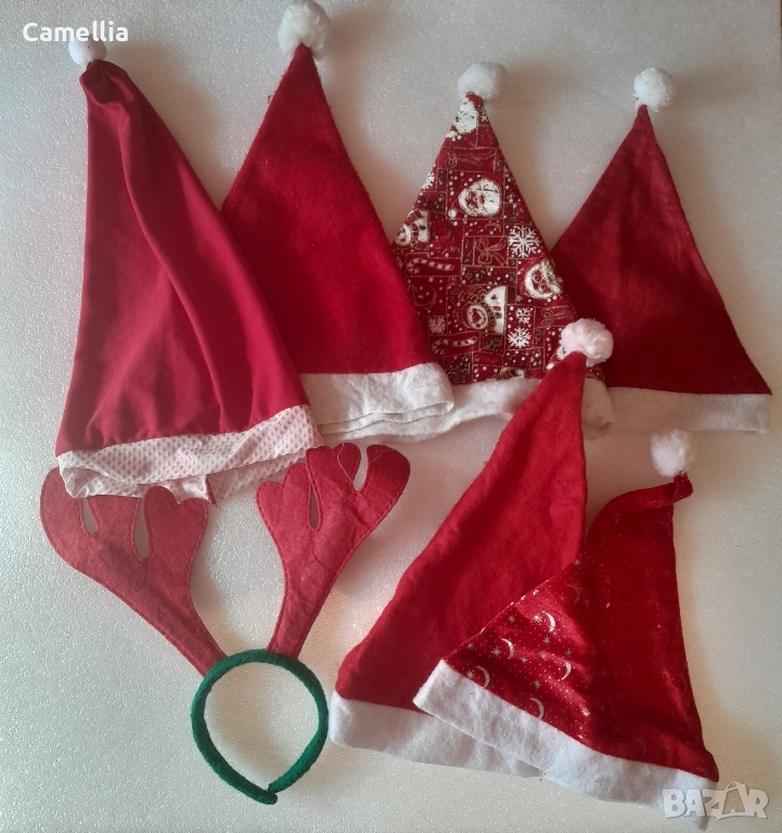Лот: 6 коледни шапки и рога, снимка 1