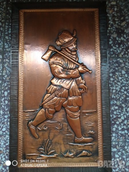 старо медно пано-дървосекач, снимка 1