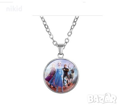 Елза Анна Олаф Кристоф Замръзналото Кралство frozen детско колие гердан сребрист, снимка 1