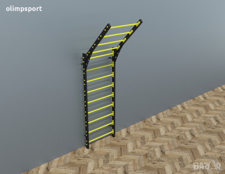 Шведска стена метал двуцветна с 45 градусова стълба. , снимка 1